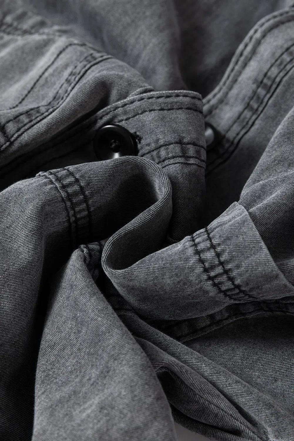 Button Up Long Sleeve Denim Jacket - ClubOn