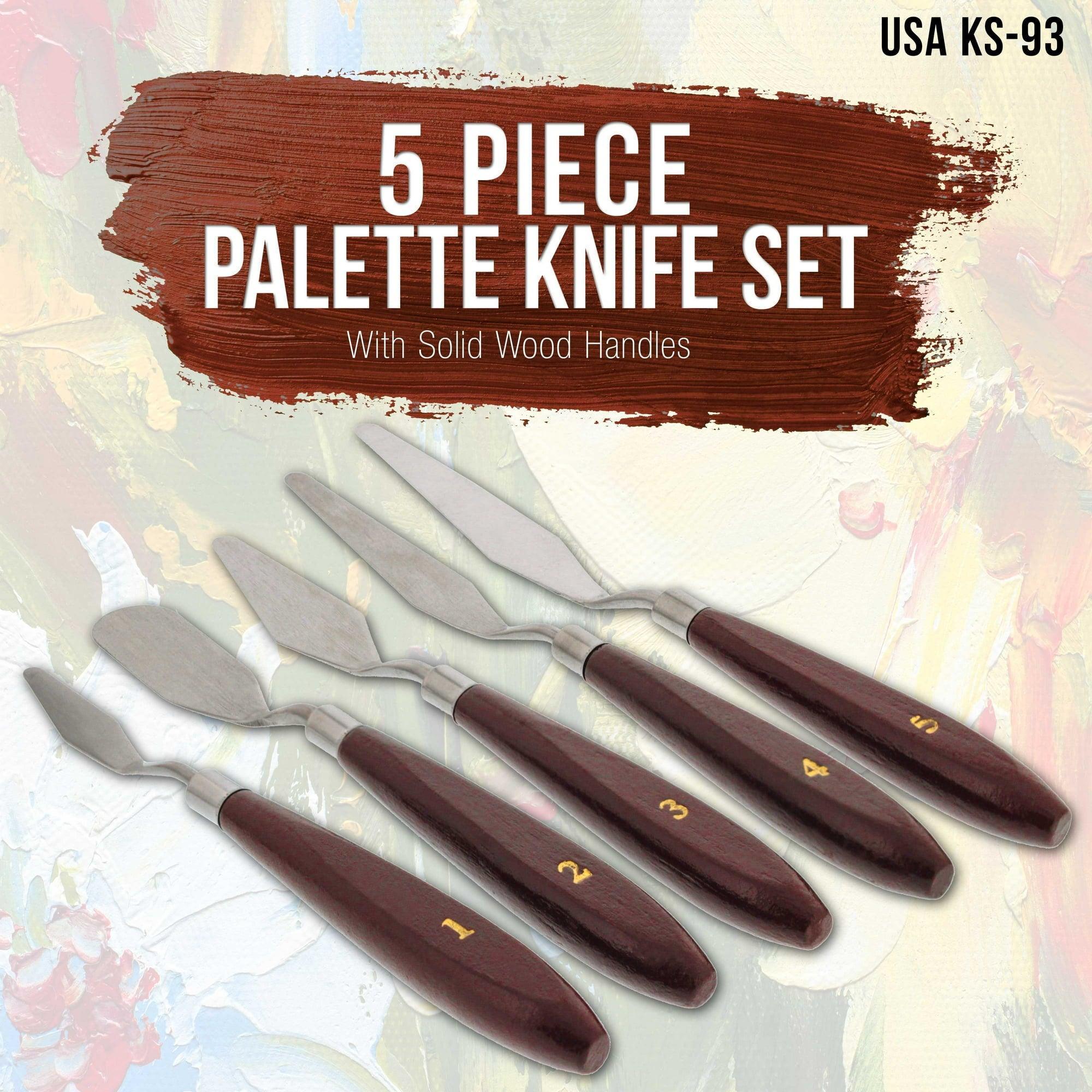 U.S. Art Supply 5-Piece Stainless Steel Palette Knife Set, Flexible Spatulas for Painting, Mixing, Cake Icing, & 3D Printer Removal - ClubOn