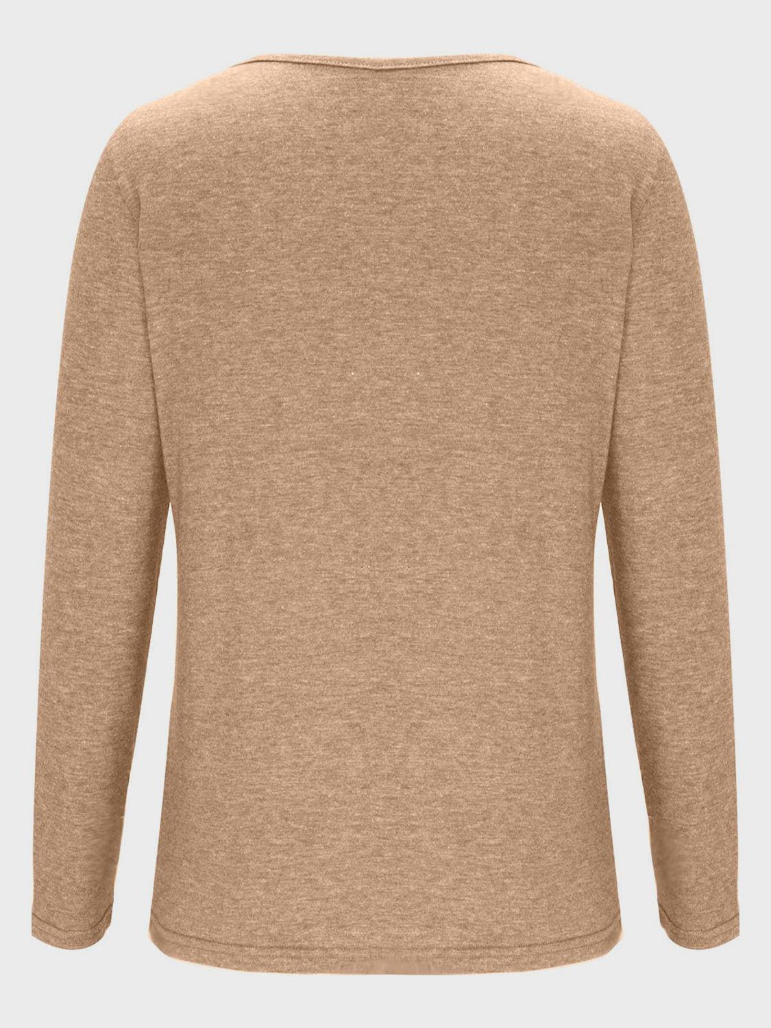 Crisscross V-Neck Long Sleeve T-Shirt - ClubOn