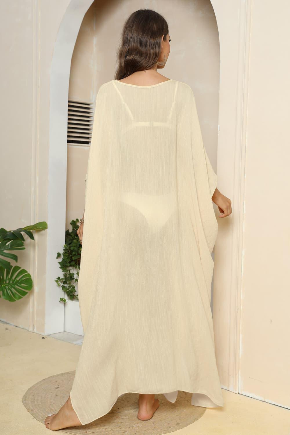 V-Neck Three-Quarter Sleeve Cover-Up - ClubOn