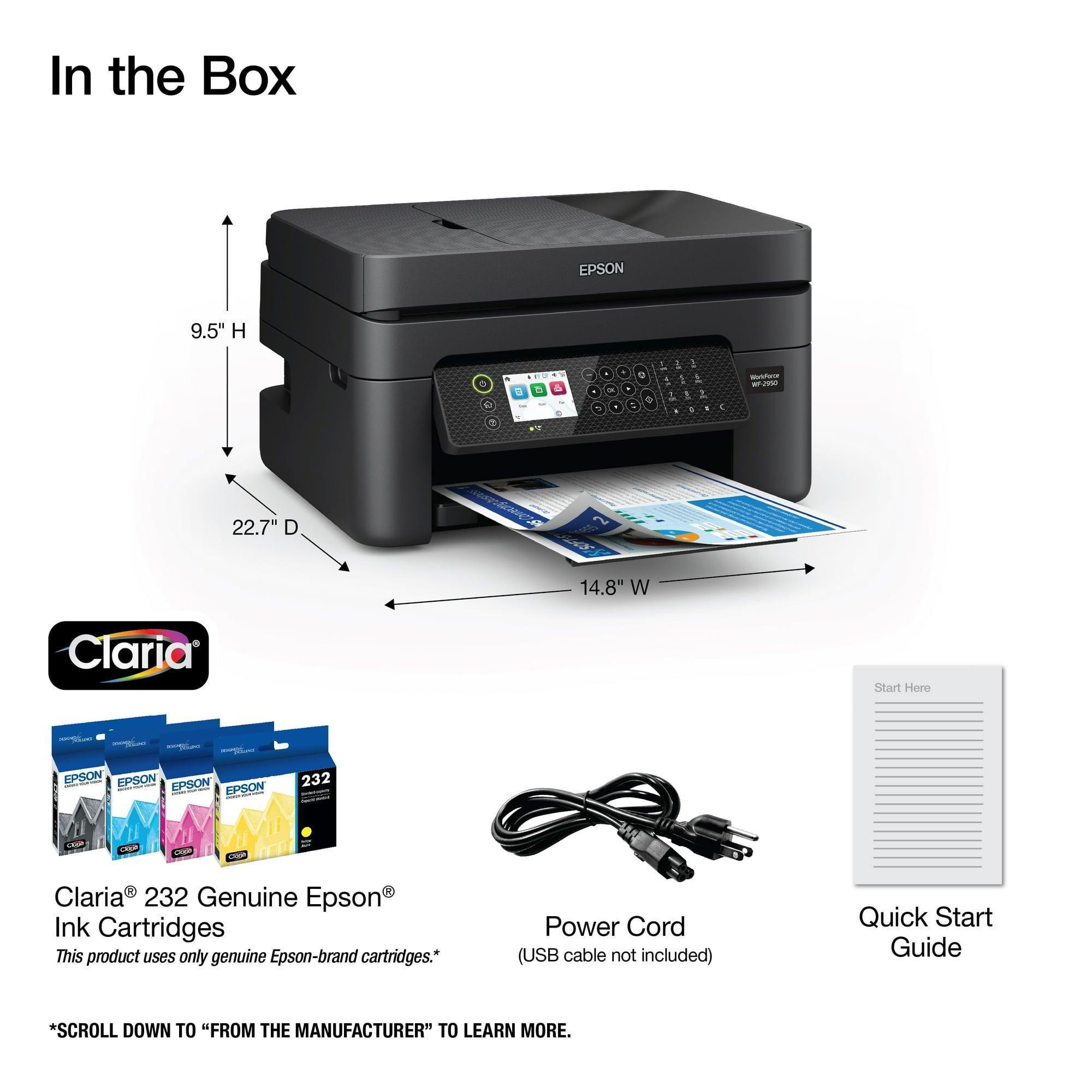Epson WorkForce WF-2950 All-in-One Wireless Color Printer – Scanner, Copier, Fax - ClubOn