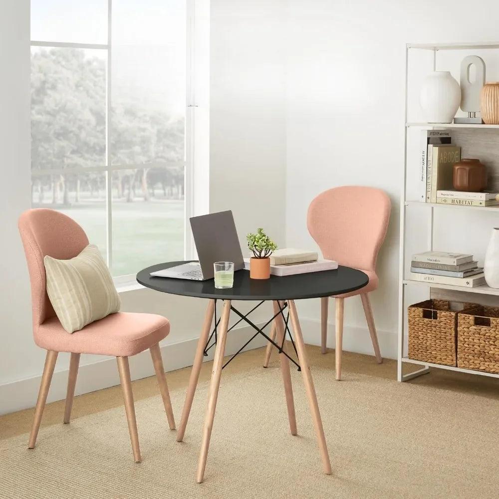 35.5in Round Dining Table – Compact Mid-Century Modern Table for 2-4 with Beech Wood Legs - ClubOn