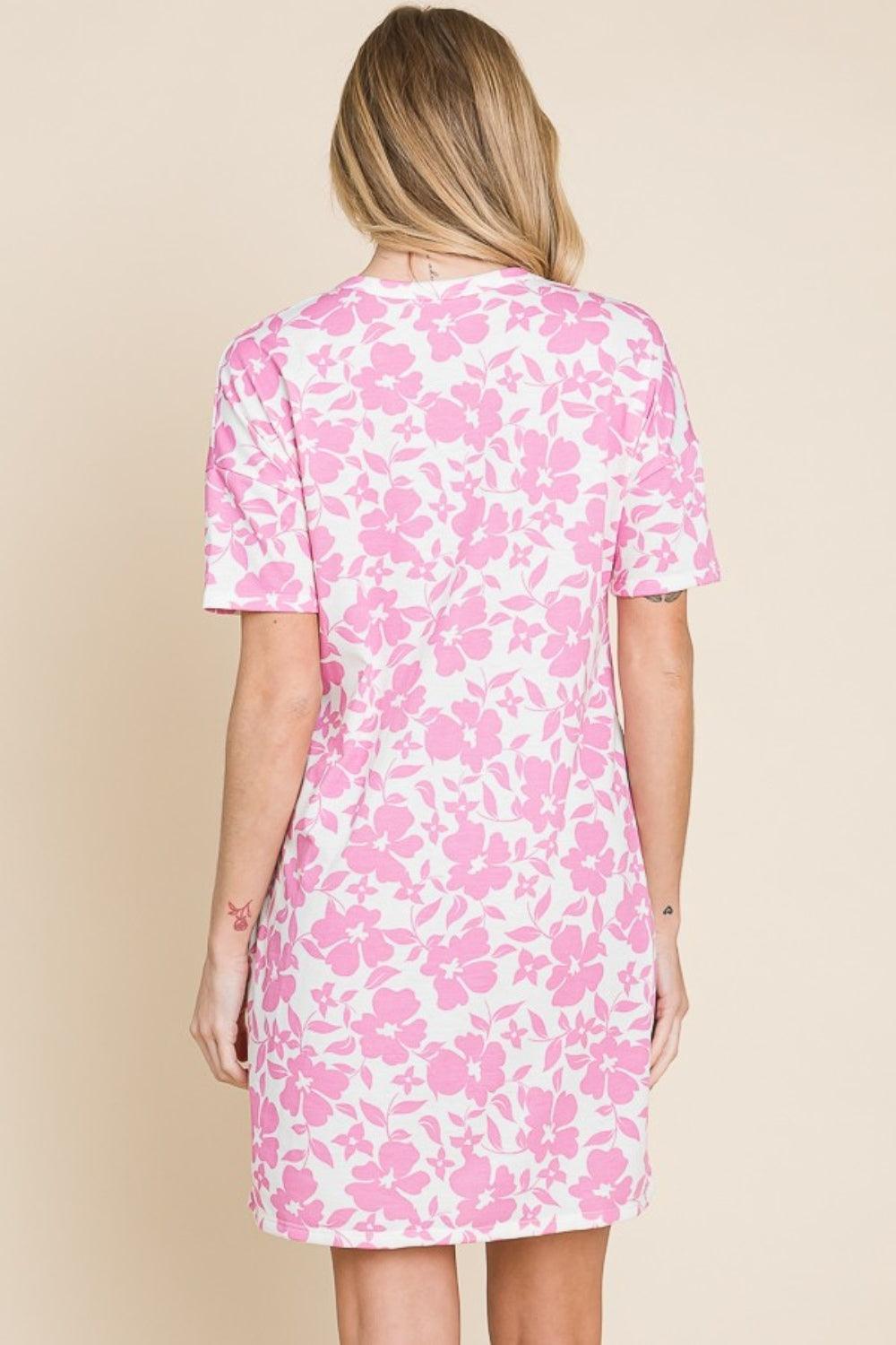 BOMBOM Floral Button Down Mini Dress - ClubOn
