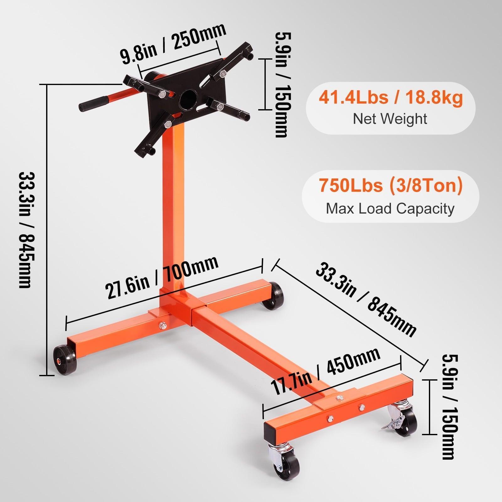 SKYSHALO Engine Stand – 750 lbs Capacity, 360° Adjustable Mounting Head, Motor Hoist Dolly - ClubOn