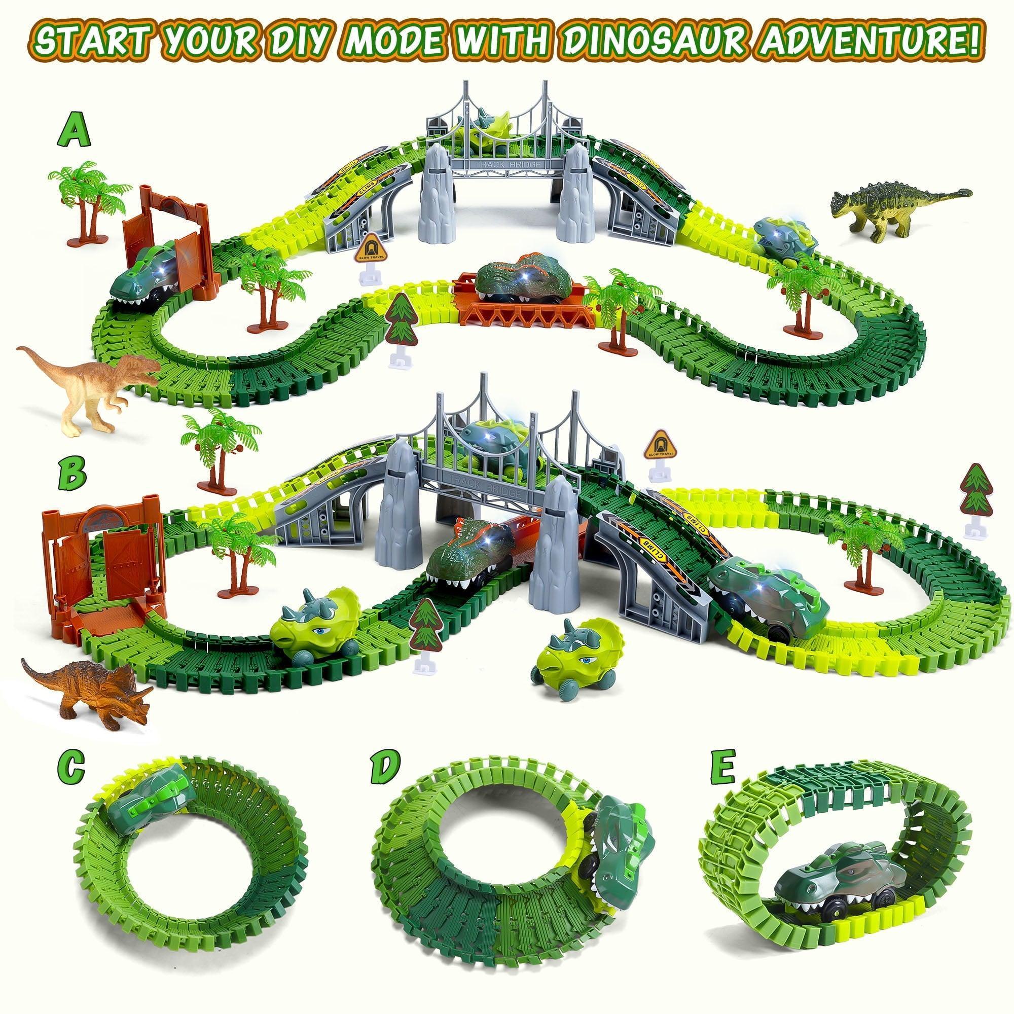 Dinosaur Tracks Toys, Flexible Dinosaur Track Toys Set, 169 Pcs, Perfect Gifts for 3-6 Years Old Boys & Girls, Create Your Dinosaur World - ClubOn