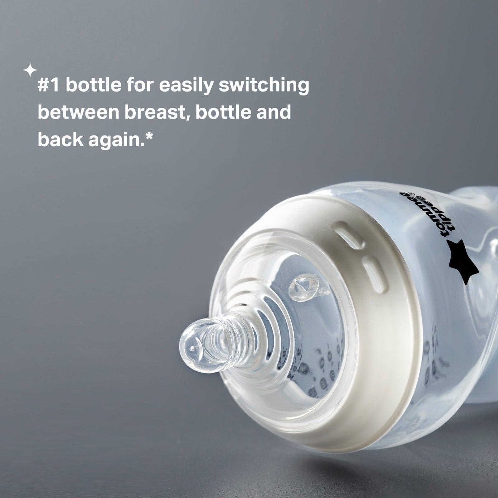 Tommee Tippee Natural Start Anti-Colic Baby Bottles, 11oz, 6m+, Self-Sterilizing, Thicker Feed Nipple - ClubOn