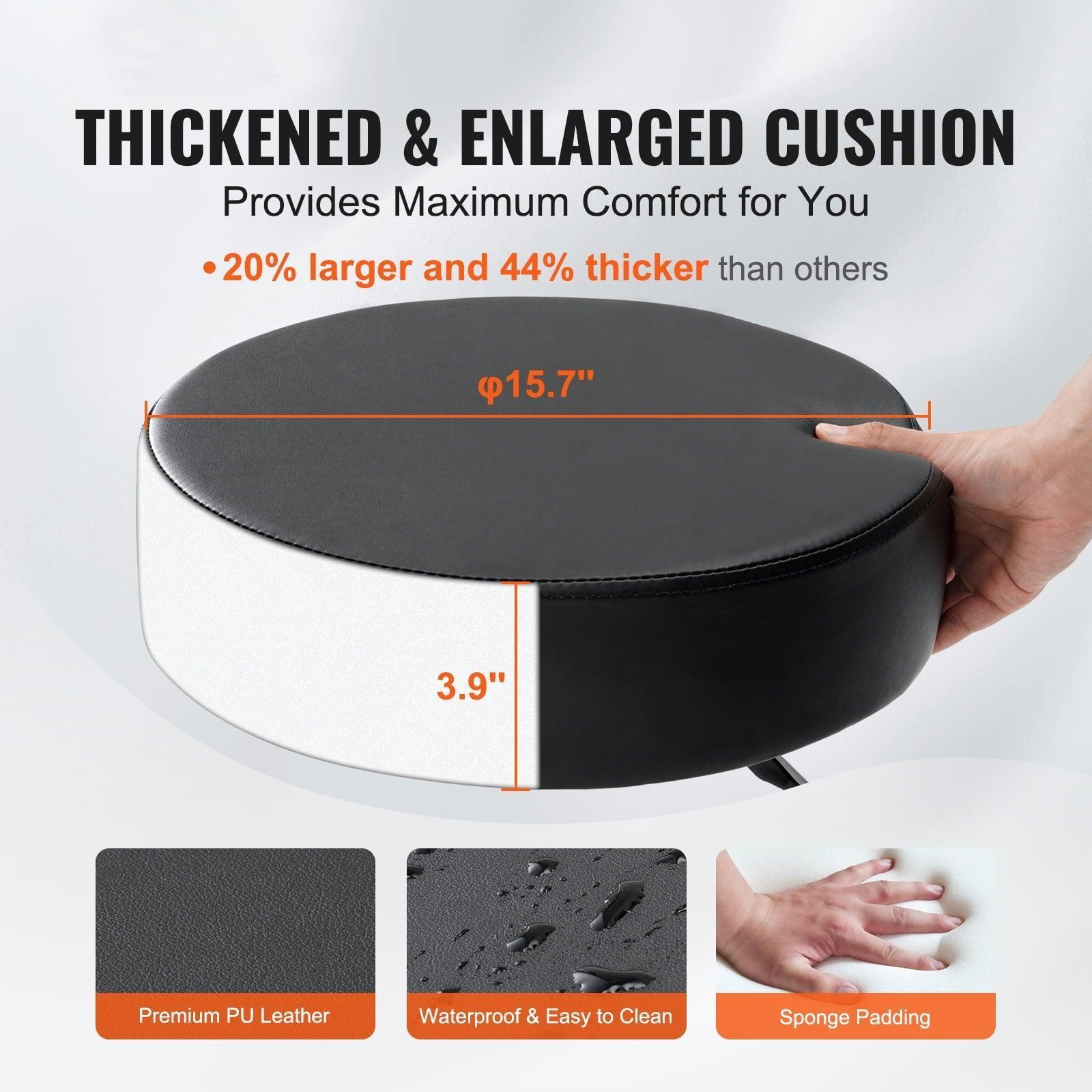 SKYSHALO Rolling Stool with Wheels, Adjustable Height, 400 LBS Capacity, Ultra-Thick Cushion, Black - ClubOn