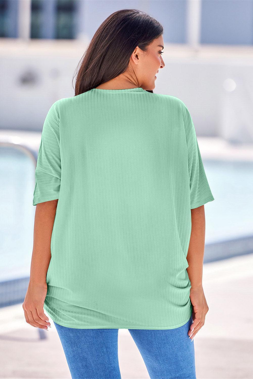 Plus Size Ribbed Cocoon Cover Up - ClubOn