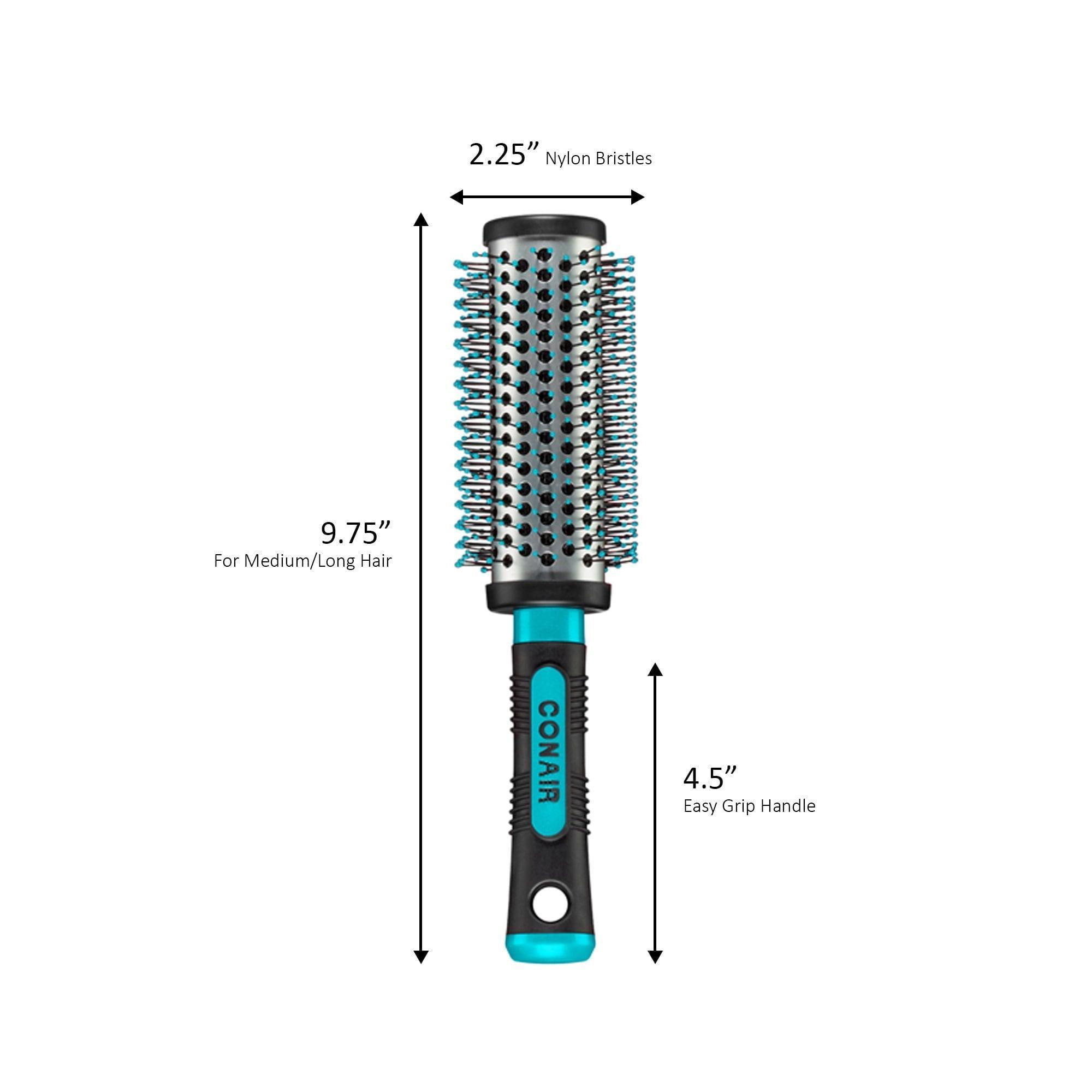 Conair Professional Large Round Hairbrush with Nylon Bristles & Rubber-Grip Handle, Colors Vary - ClubOn