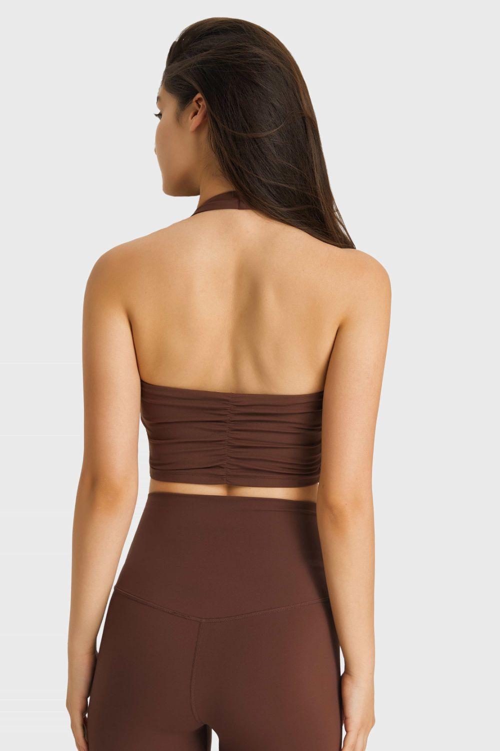 Millennia Breathable Halter Neck Sports Bra - ClubOn