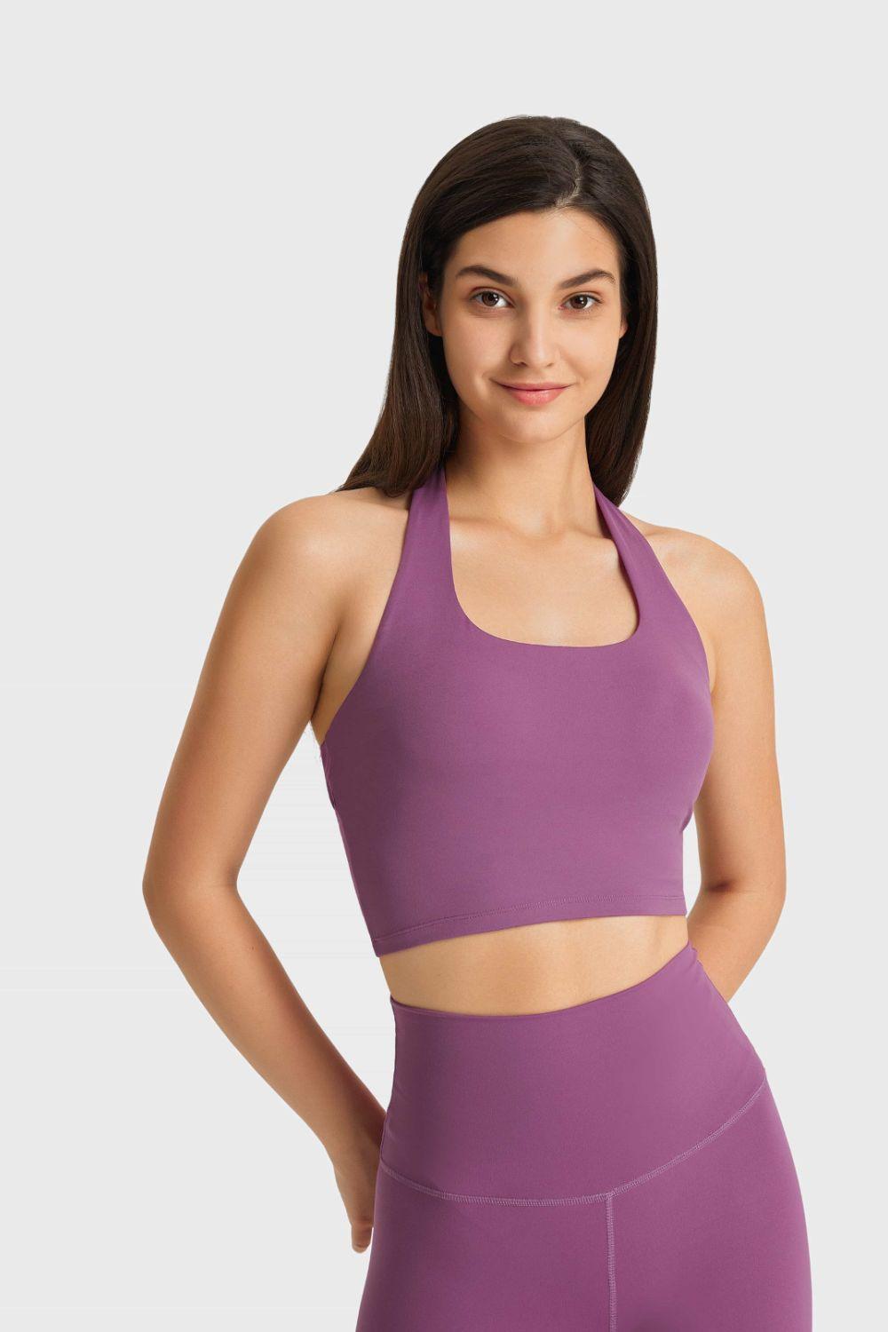 Millennia Breathable Halter Neck Sports Bra - ClubOn