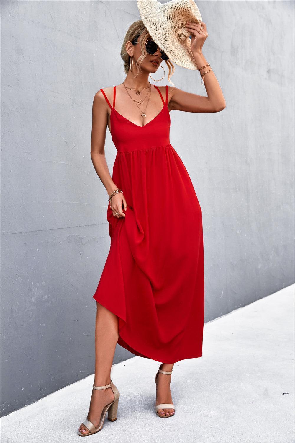 Double Strap Tie Back Dress - ClubOn