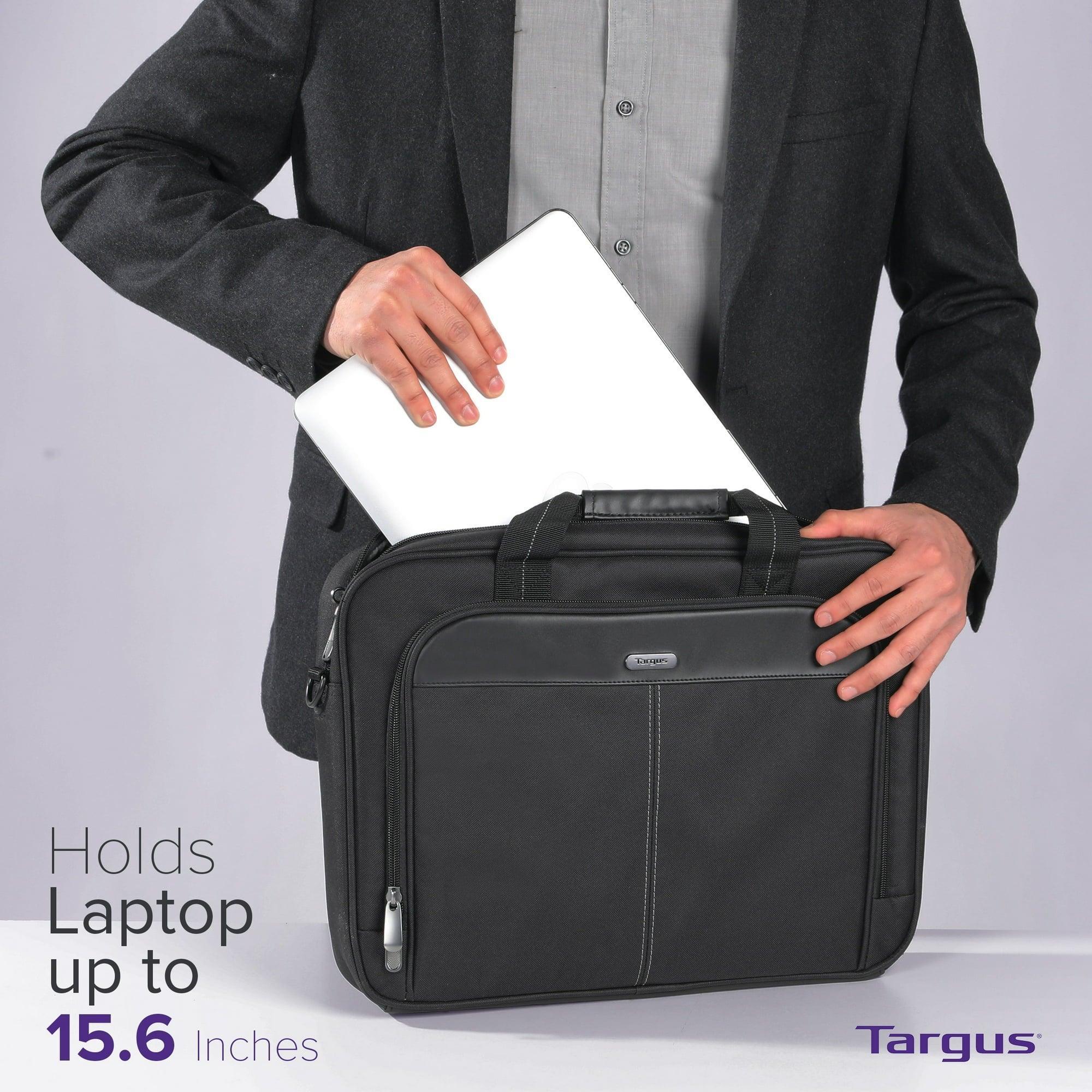 Targus Classic Slim Laptop Briefcase, Black Polyester (TCT027US) - ClubOn