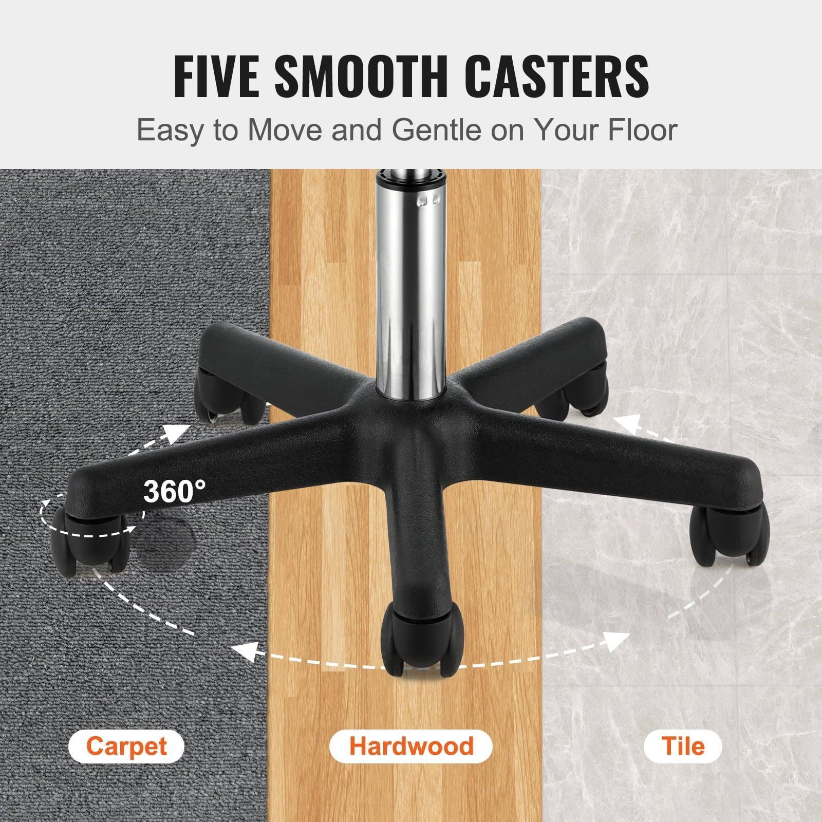 SKYSHALO Rolling Stool with Wheels, Adjustable Height, 400 LBS Capacity, Ultra-Thick Cushion, Black - ClubOn