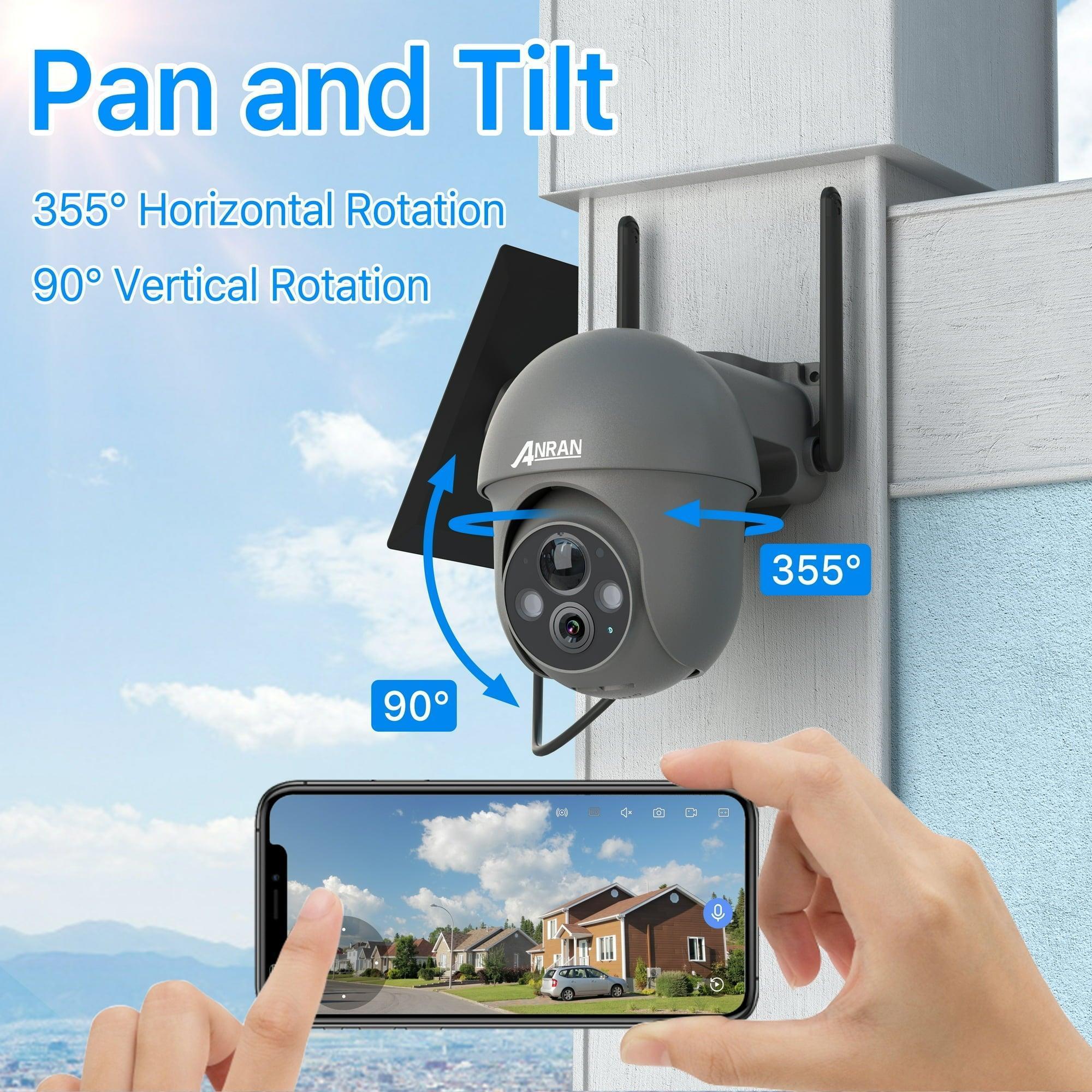 ANRAN Wireless Solar Security Camera Outdoor, 360° View, 2K Resolution, Smart Siren, Spotlights, Color Night Vision, PIR Detection, Pan/Tilt, 2-Way Talk - ClubOn