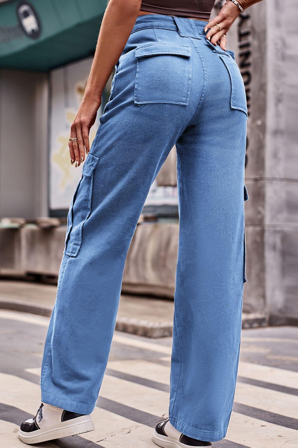Buttoned High Waist Loose Fit Jeans - ClubOn