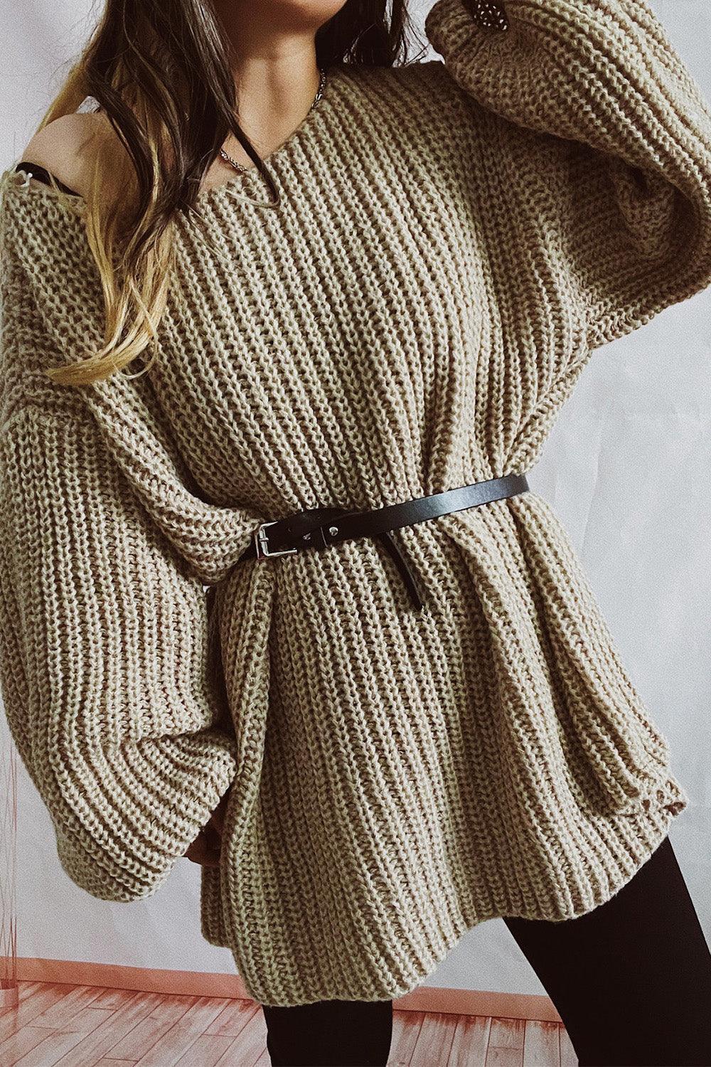Boat Neck Dropped Shoulder Mini Sweater Dress - ClubOn