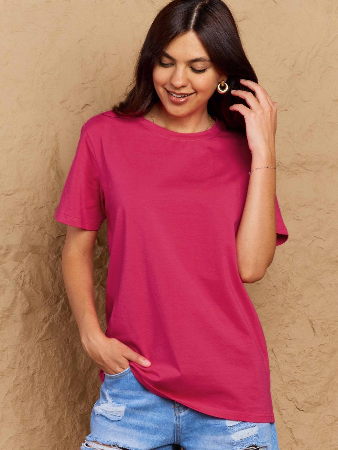 Full Size Round Neck Short Sleeve T-Shirt - ClubOn