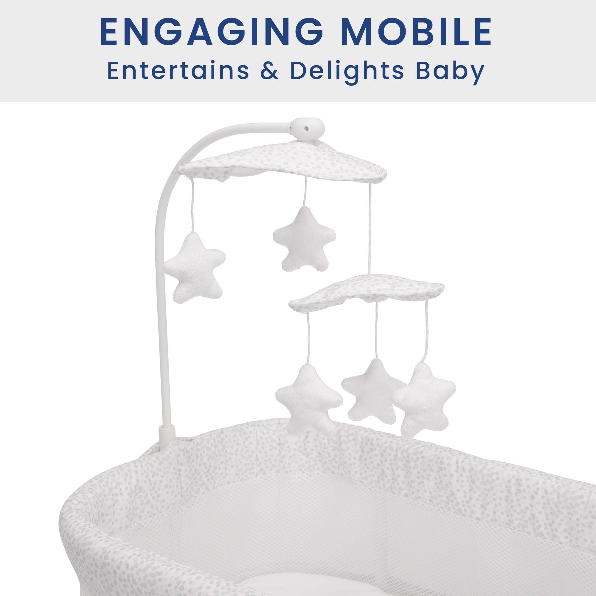 Delta Children SmartSleep Auto Glide Bassinet with Bluetooth – Alloy, Gentle Glide for Baby’s Sleep - ClubOn