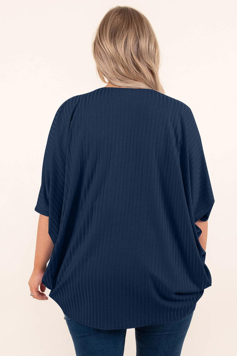 Plus Size Ribbed Cocoon Cover Up - ClubOn