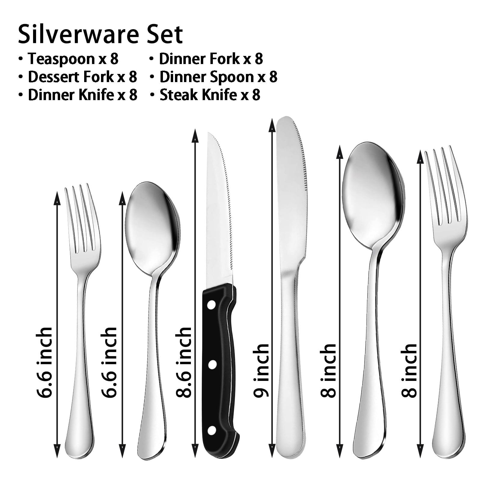 48-Piece Silverware Set for 8 – Stainless Steel Flatware Cutlery Set, Forks & Spoons, Kitchen Tableware - ClubOn