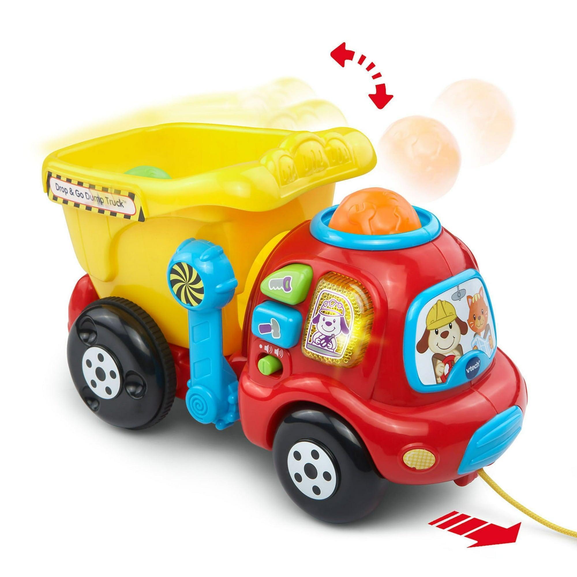 VTech Drop and Go Dump Truck, Push & Pull Toy with Accessories for Baby and Toddler - ClubOn