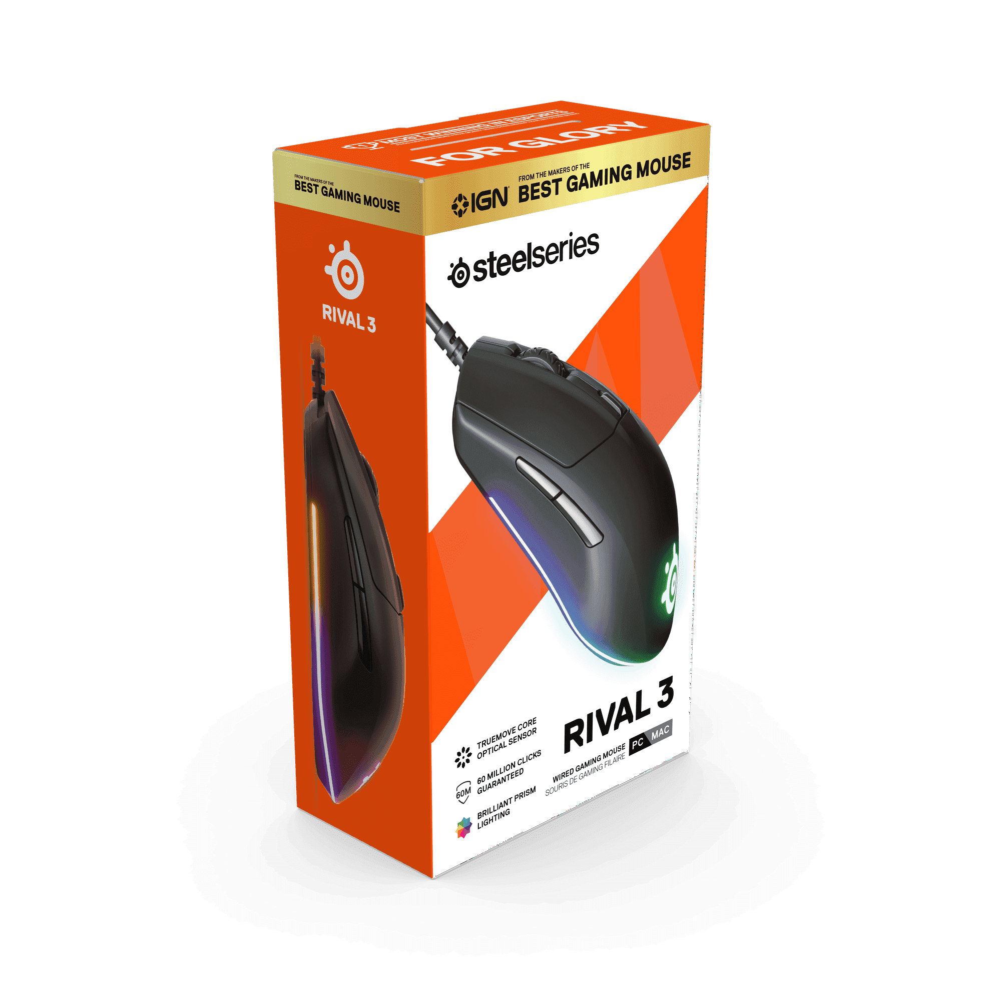 SteelSeries Rival 3 Gaming Mouse – 8,500 CPI TrueMove Core Sensor, 6 Programmable Buttons, RGB Lighting - ClubOn