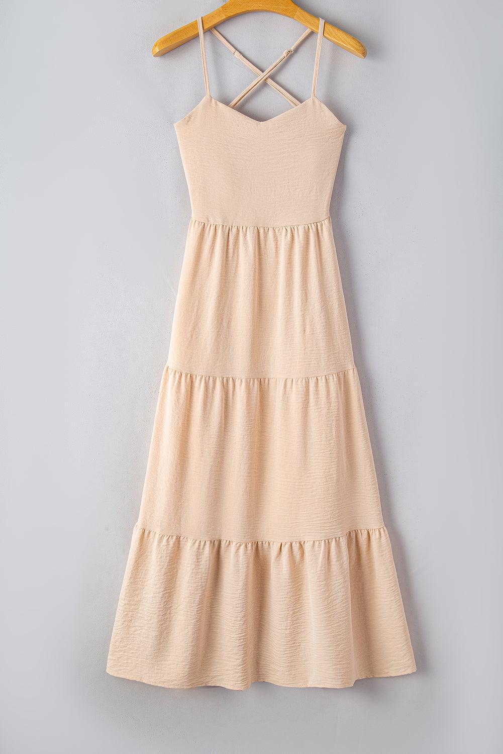 Tiered Crisscross Spaghetti Strap Dress - ClubOn