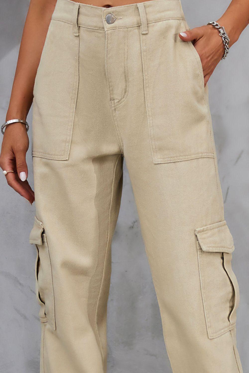 Buttoned High Waist Jeans with Pockets - ClubOn