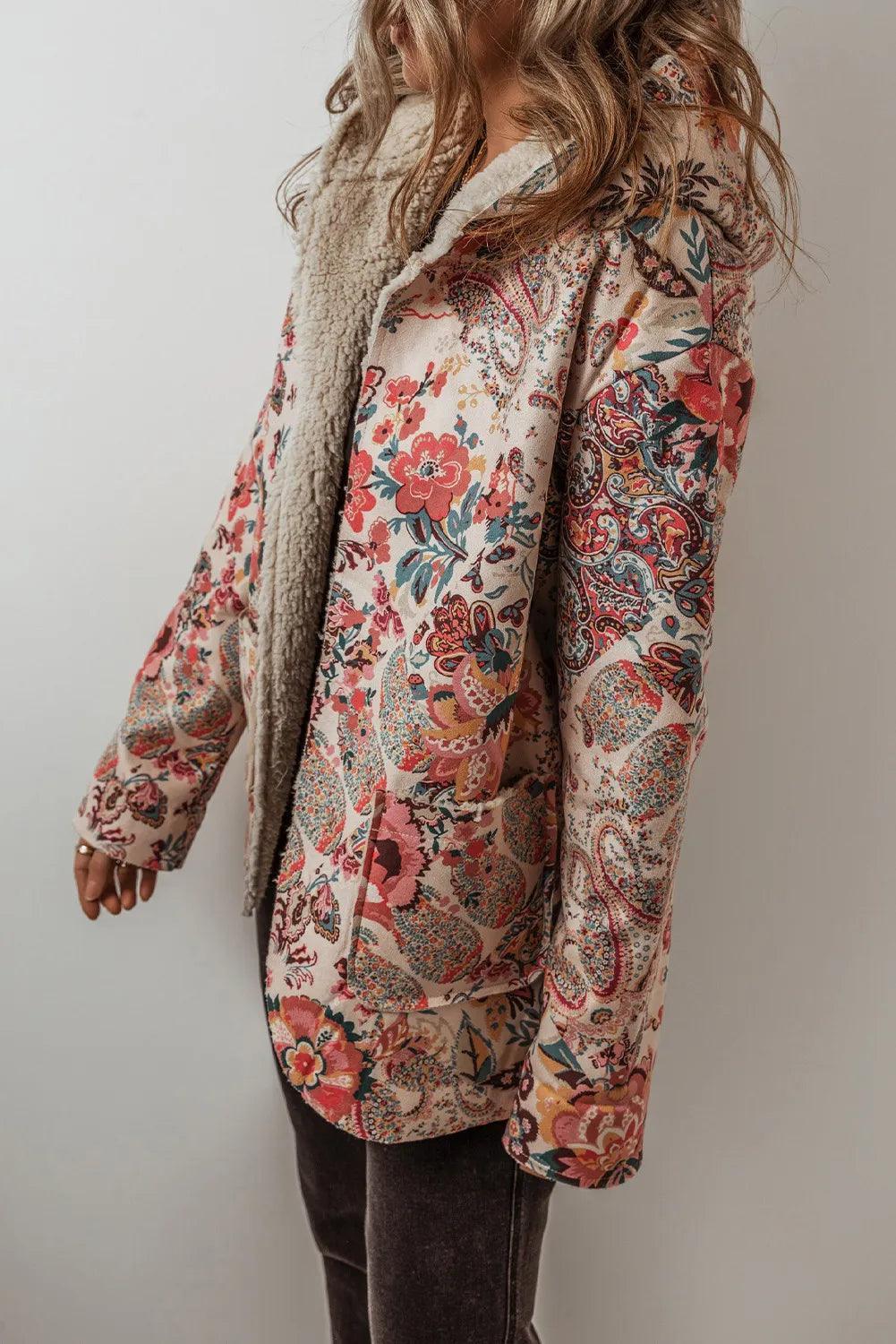 Printed Long Sleeve Hooded Jacket - ClubOn