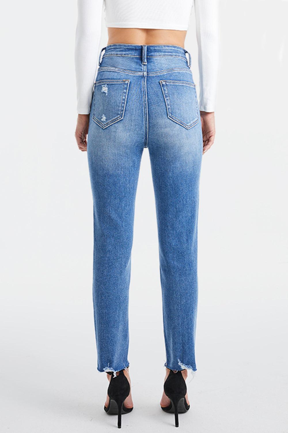 BAYEAS Full Size High Waist Distressed Raw Hew Skinny Jeans - ClubOn