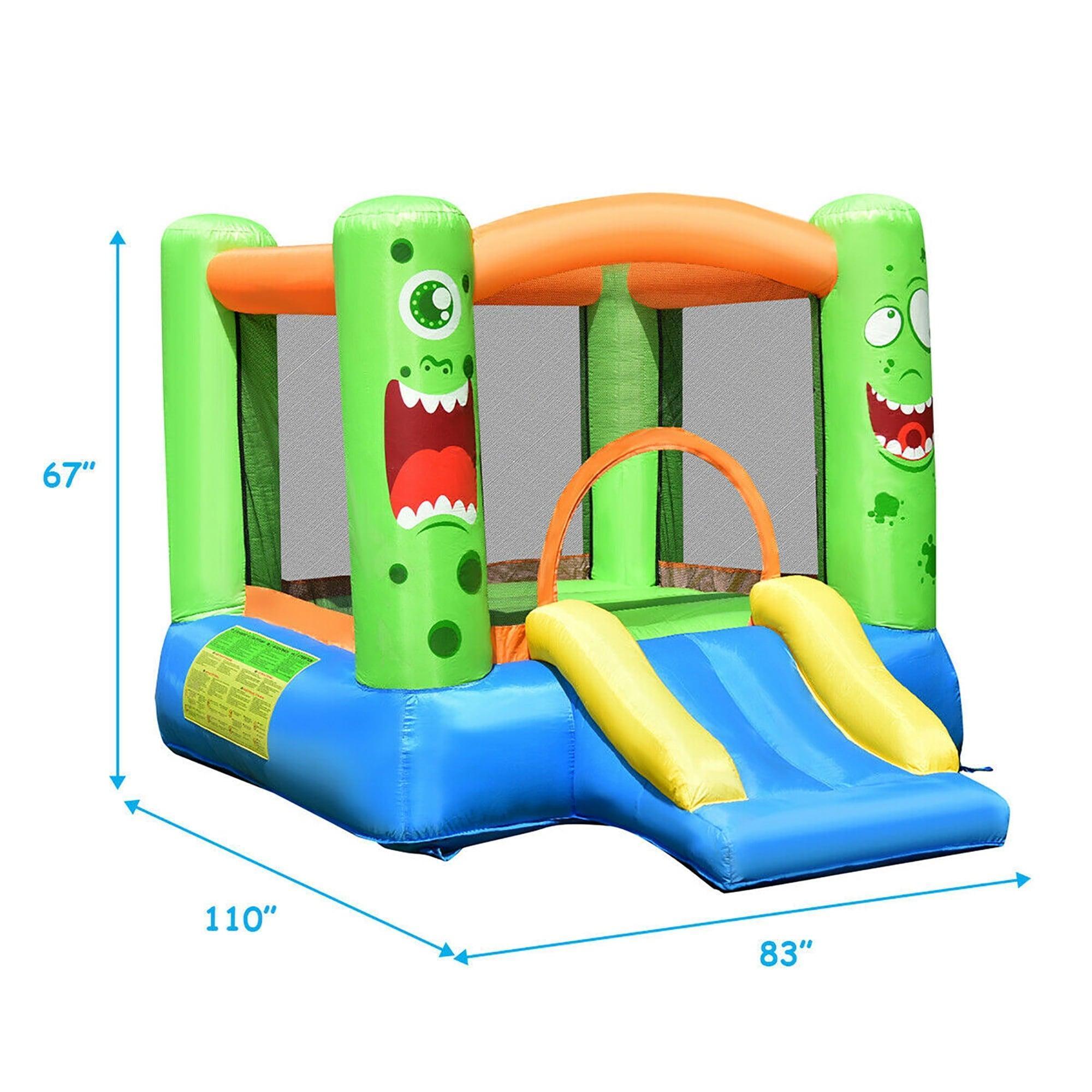 Costway Kids Inflatable Bounce House with Fun Slider – 480W Blower, Jumping Castle Game for Backyard Play - ClubOn