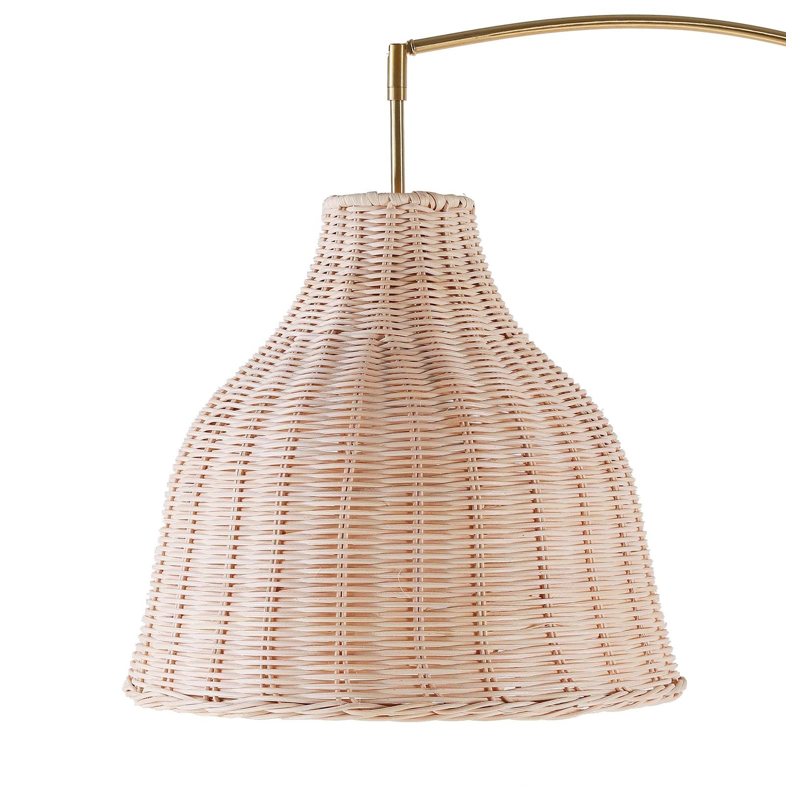 SUNMORY 73-Inch Floor Lamp with Arched Rattan Fabric – Retro Boho Farmhouse Rustic Standing Lamp, Gold - ClubOn