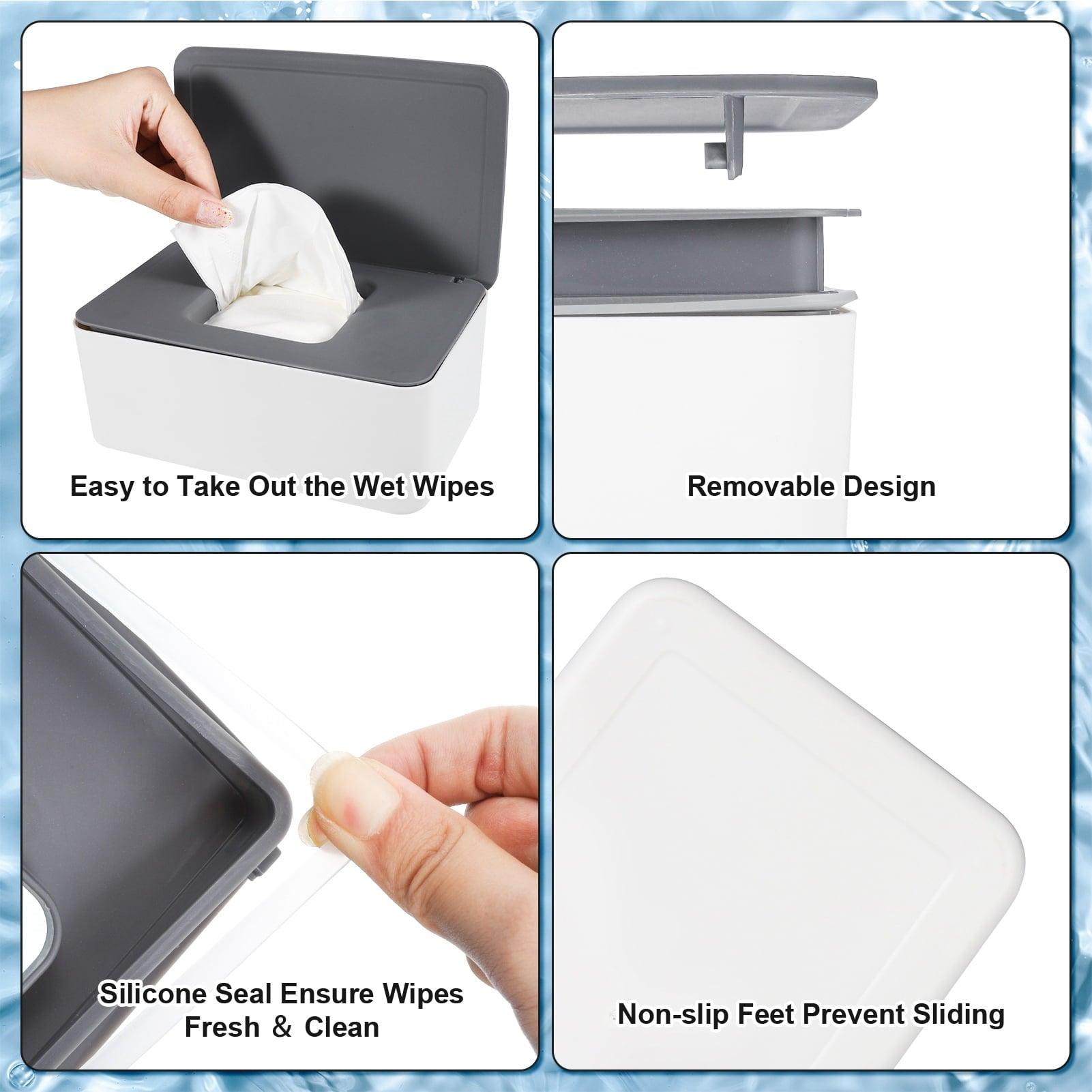 Springcorner Baby Wipes Dispenser with 2 Portable Travel Pouches, Refillable Wipes Container (Grey) - ClubOn