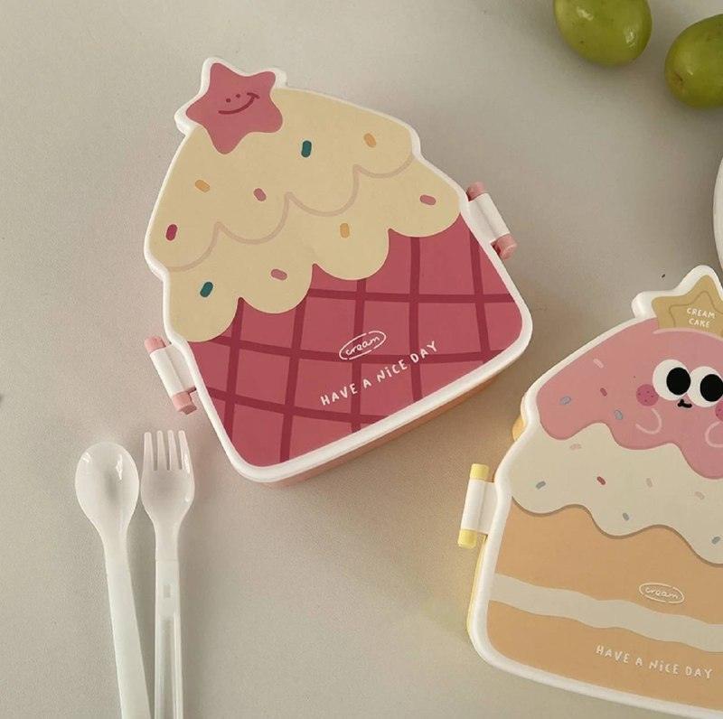 Cartoon Bento Lunch Box for Kids - Cute Design with Knife & Fork - ClubOn