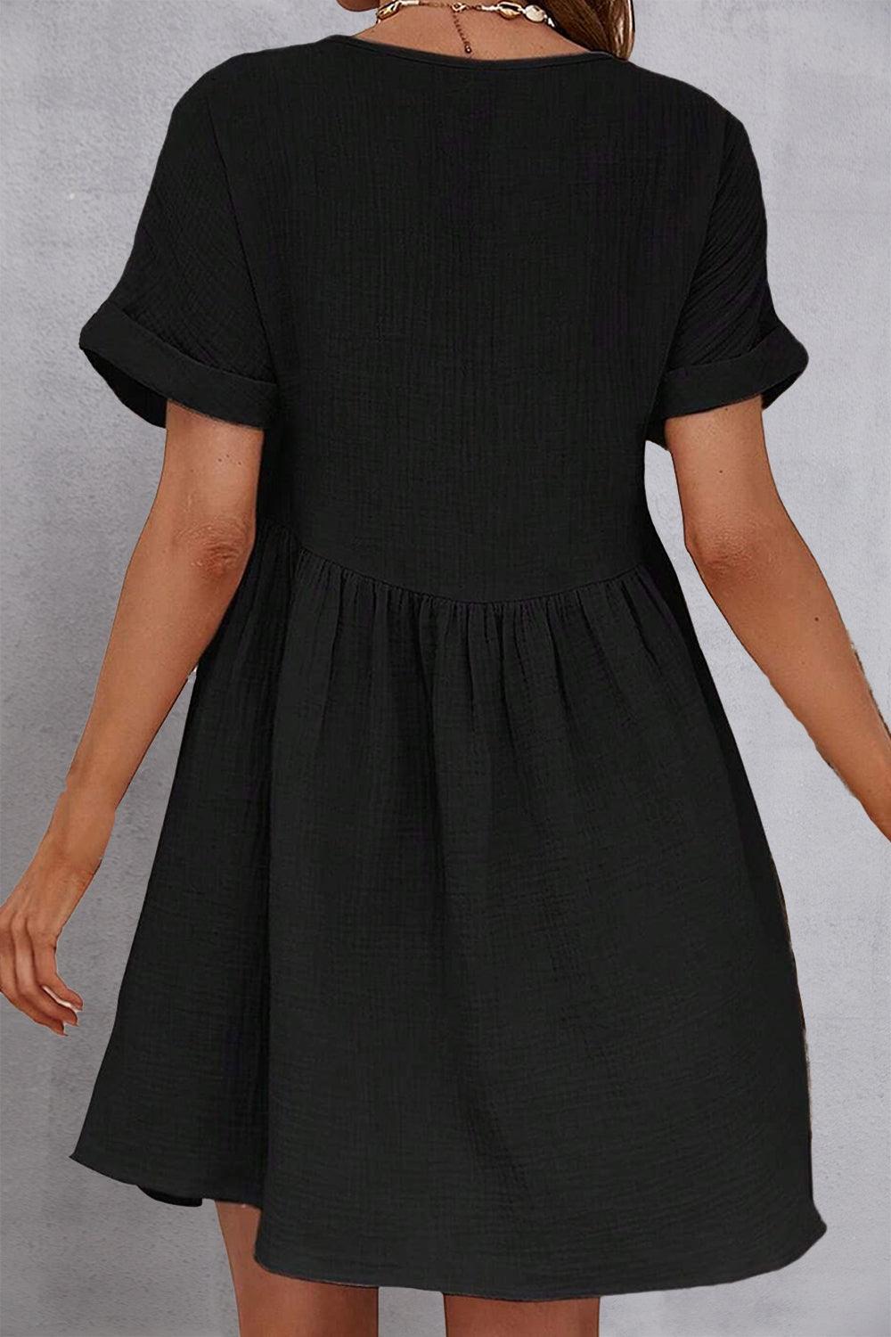 V-Neck Short Sleeve Dress - ClubOn