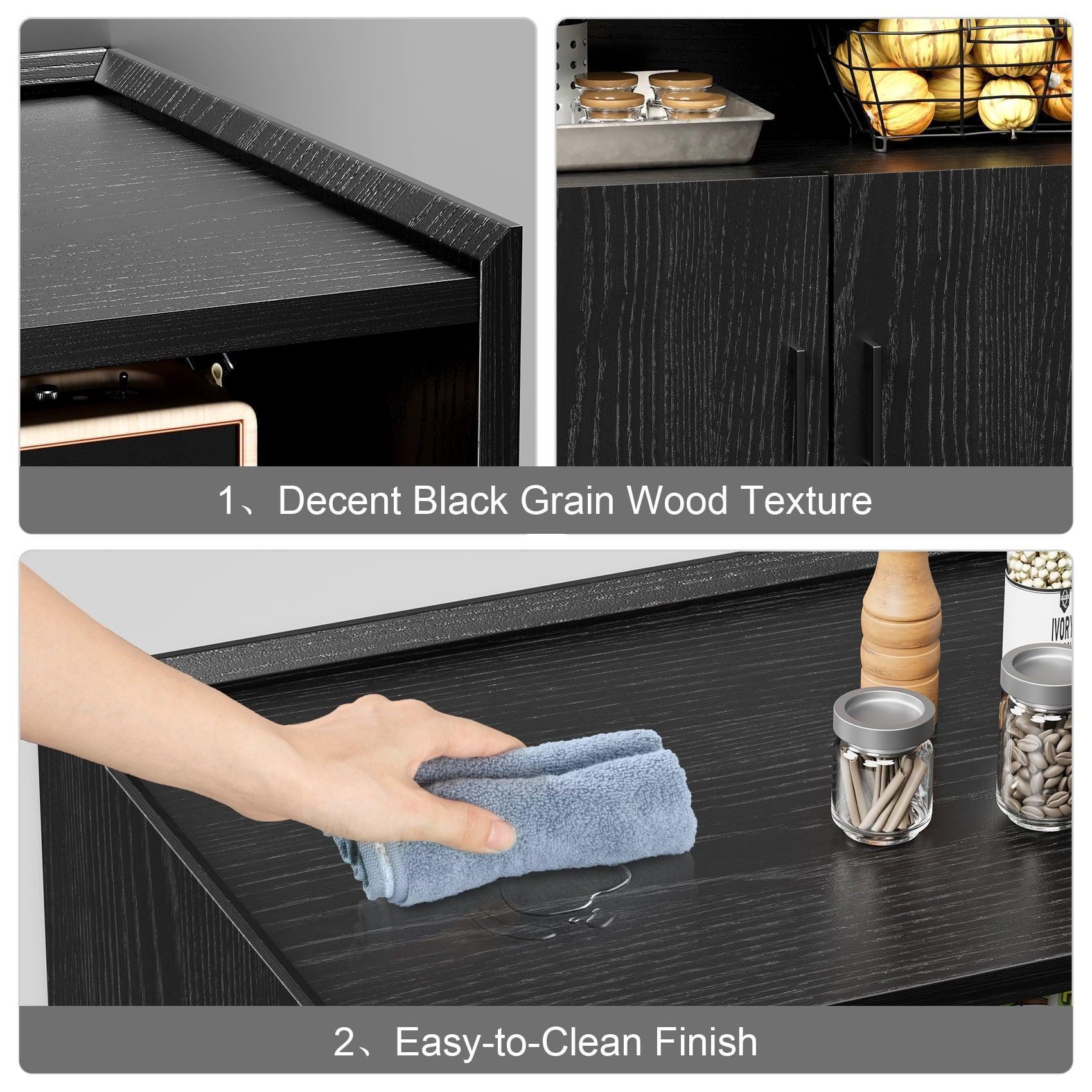 JOZ Modern Black Sideboard Buffet with Ample Storage, Coffee Bar - ClubOn