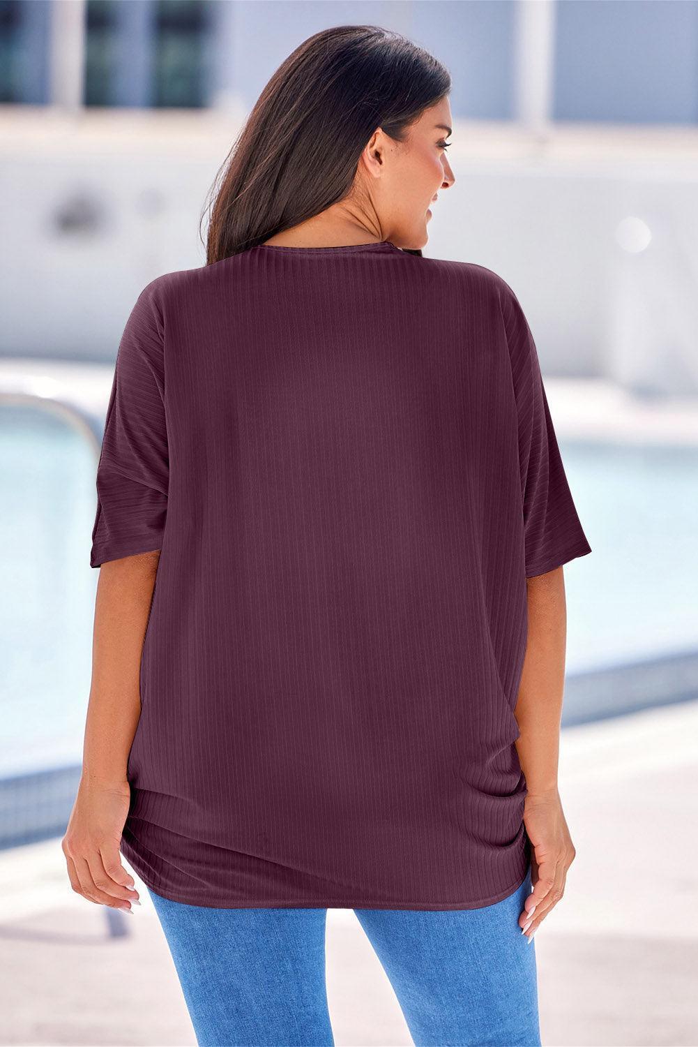 Plus Size Ribbed Cocoon Cover Up - ClubOn