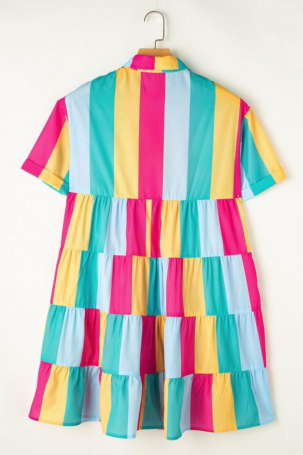 Color Block Half Sleeve Mini Dress - ClubOn