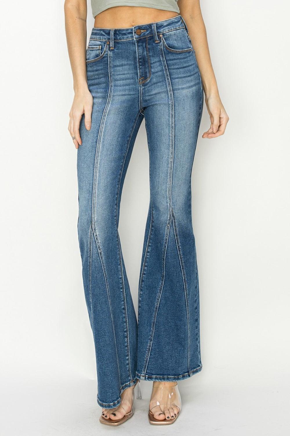 High Rise Front Seam Detailed Flare Jeans – Retro Chic - ClubOn