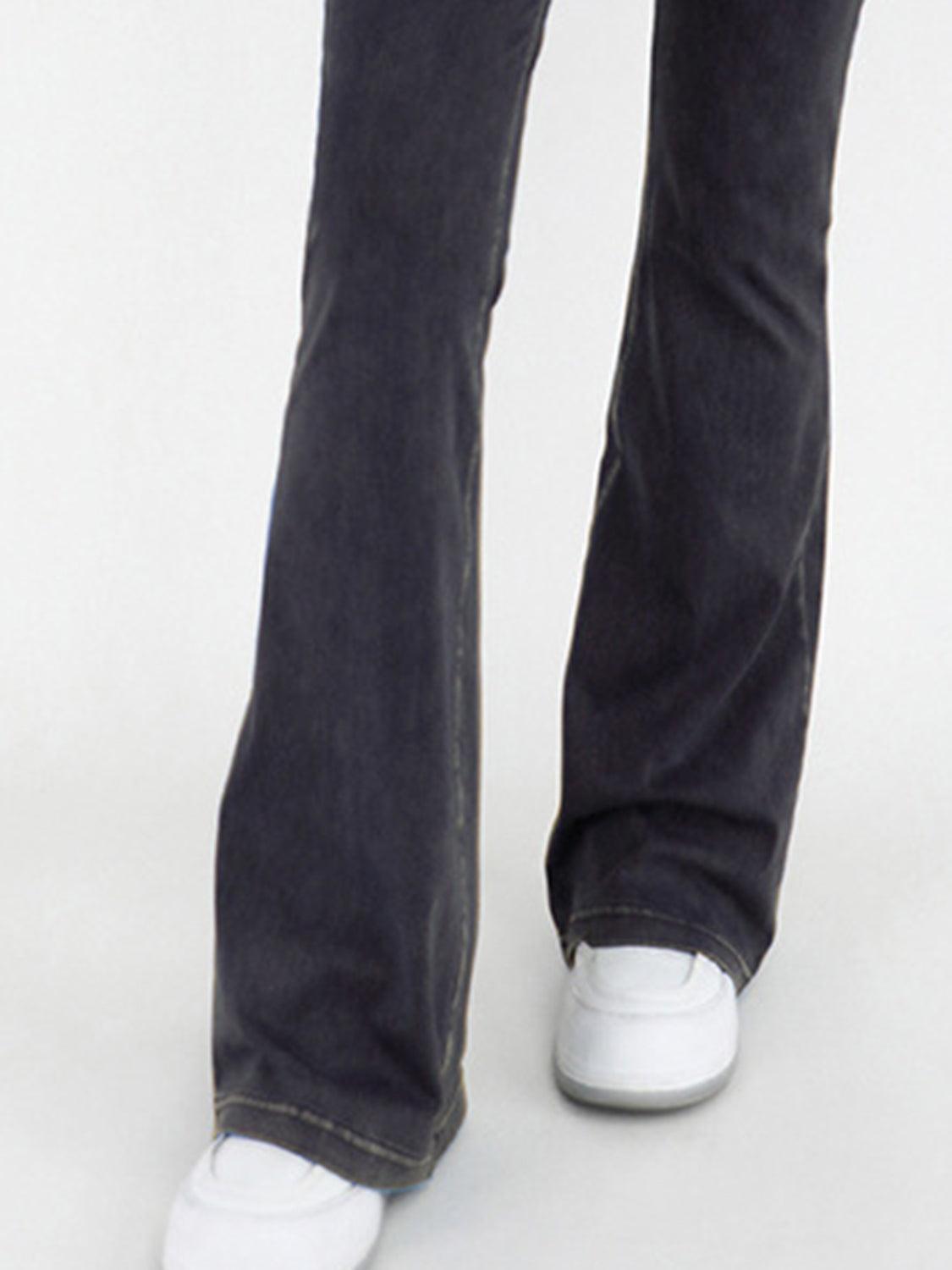 Wide Waistband Bootcut Jeans with Pockets - ClubOn