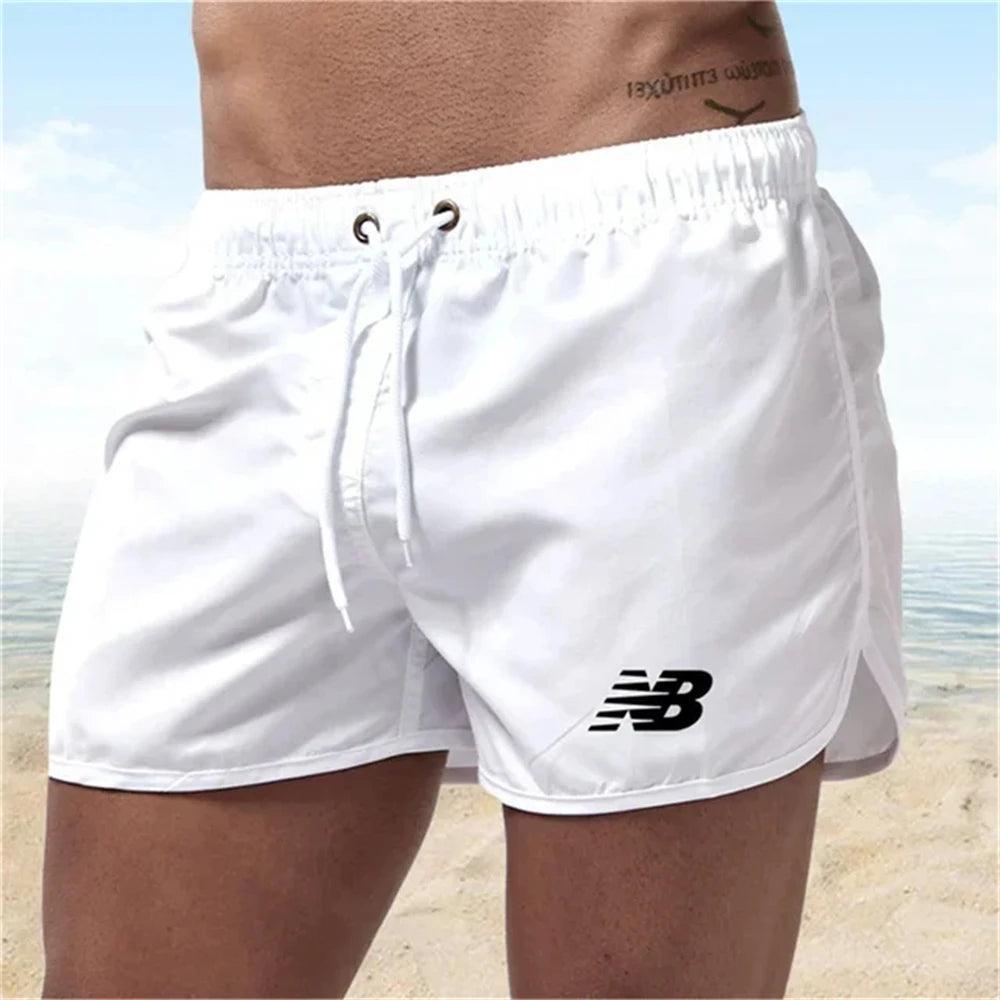 Men's Letter B Print Beach Shorts - Quick-Dry Gym & Vacation Wear - ClubOn