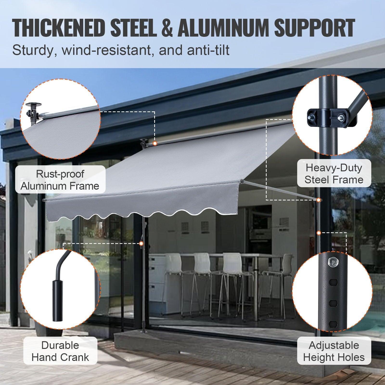 SKYSHALO Retractable Patio Awning 6.5'x3.9' – Adjustable Sunshade Shelter for Balcony & Garden - ClubOn