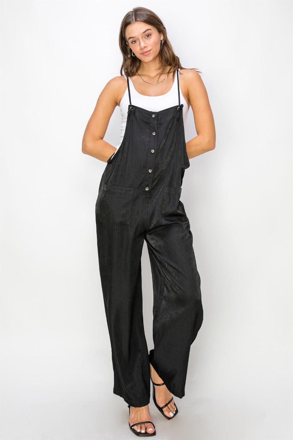 HYFVE Half Button Sleeveless Straight Jumpsuit - ClubOn