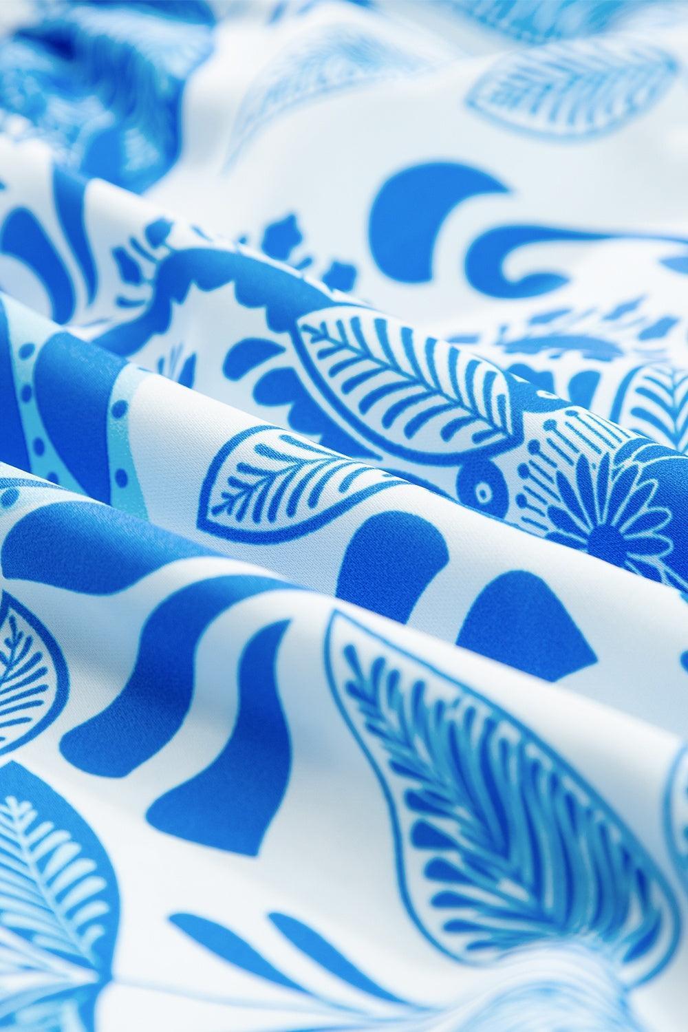 Tiered Printed Short Sleeve Mini Dress - ClubOn