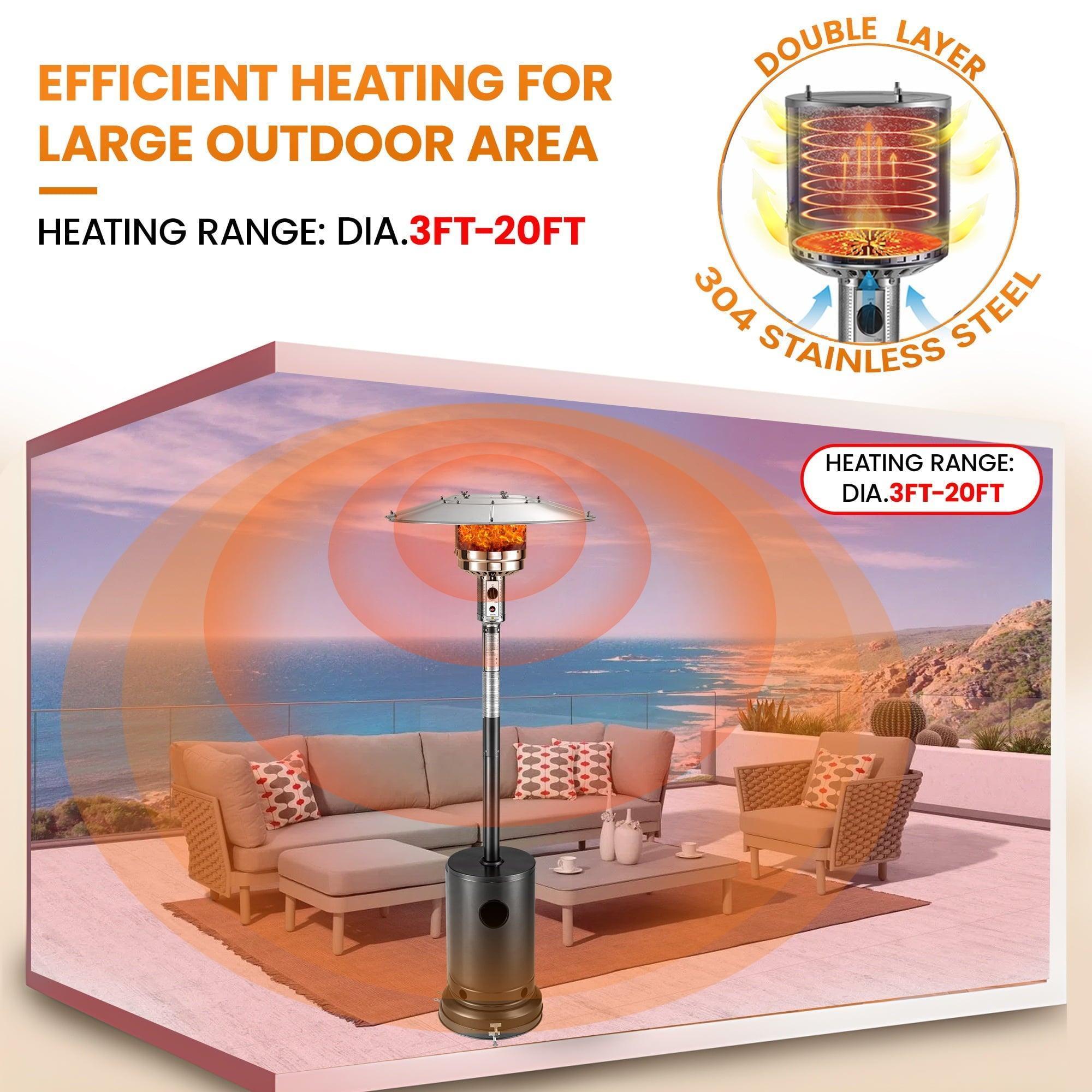 48,000 BTU Outdoor Patio Heater - Heavy Duty Stainless Steel - ClubOn