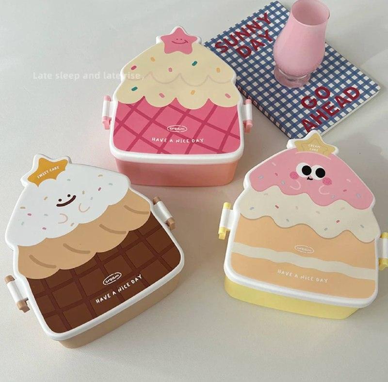 Cartoon Bento Lunch Box for Kids - Cute Design with Knife & Fork - ClubOn