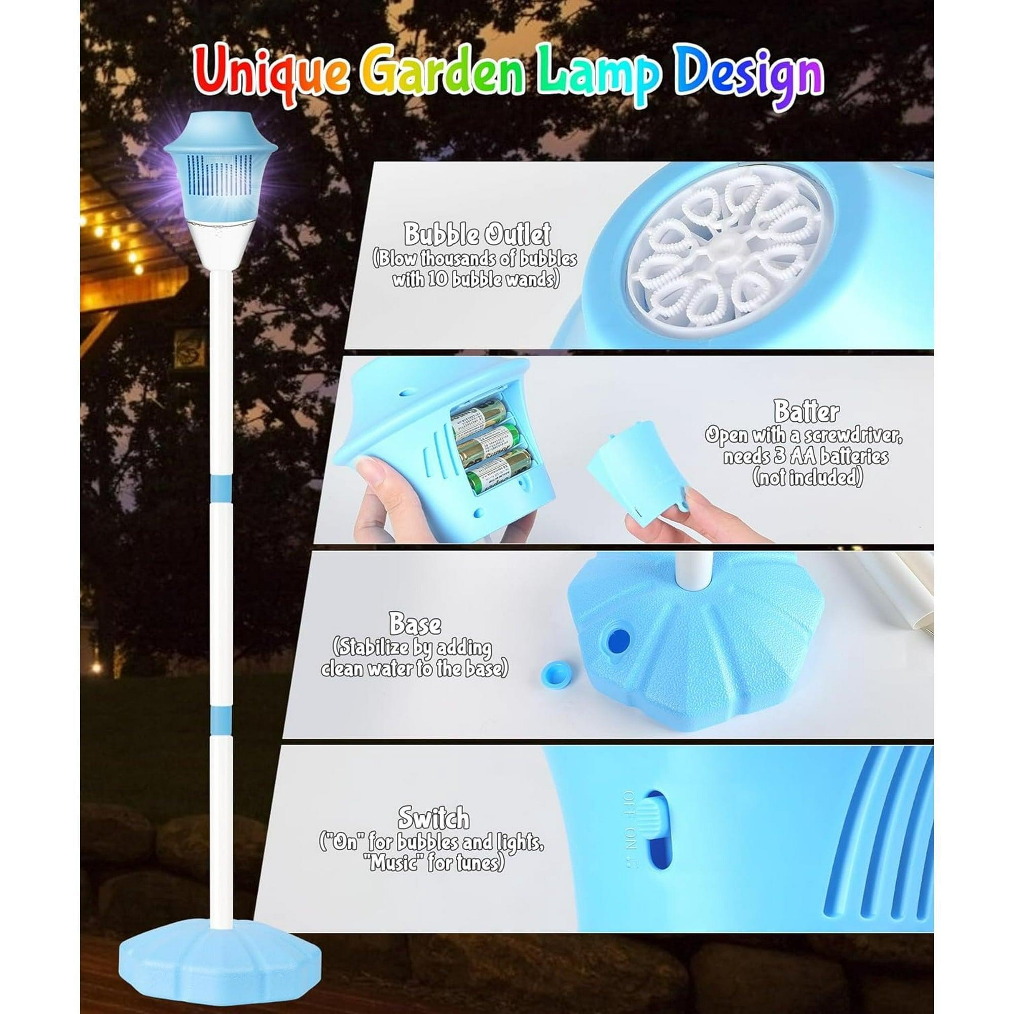 Bubble Machine for Kids – 2024 Upgrade Musical Garden Lamp with LED Lights, Adjustable Height, Outdoor Bubble Maker for Summer Fun - ClubOn