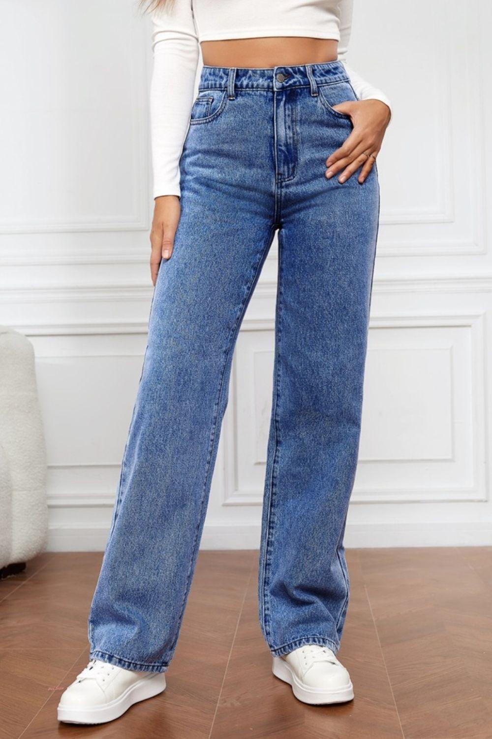 High Waist Straight Jeans - ClubOn