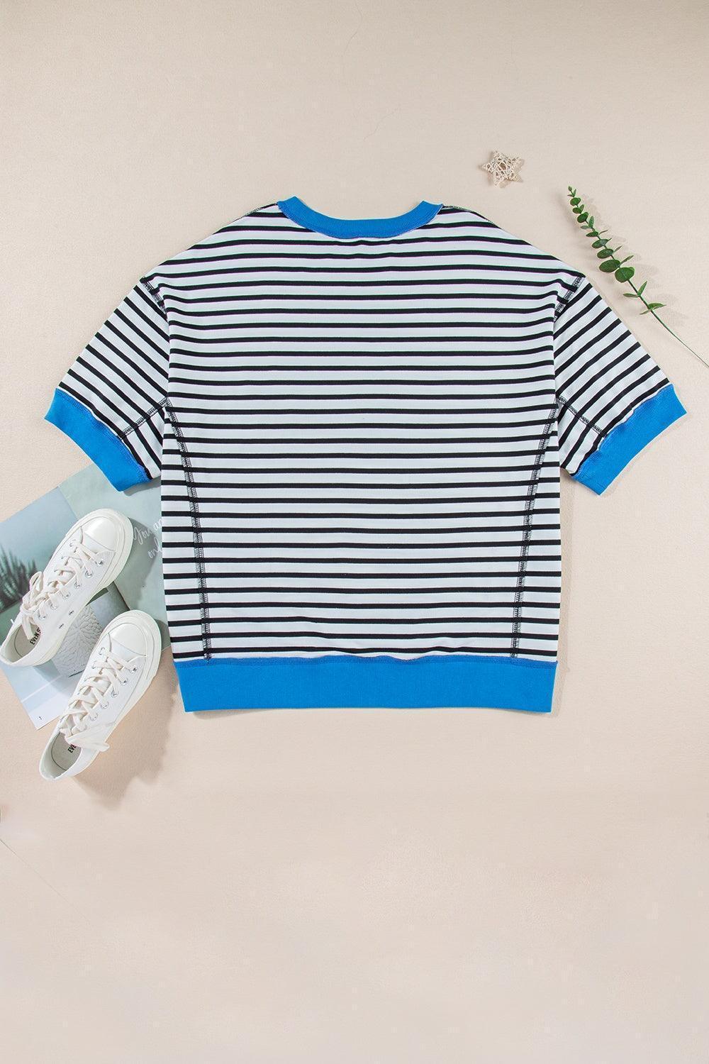 Striped Round Neck Half Sleeve T-Shirt - ClubOn